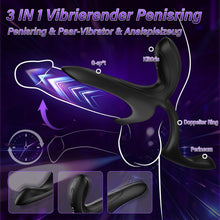 Laden Sie das Bild in den Galerie-Viewer, Penisring Vibrator Sex Spielzeug für Paare - 3 in1 Dual Cockring Sexspielzeug für die Männer Paare Extrem Sex für Penis Hoden mit 9 Vibrationsmodi, Vibration für Frauen Prostata Stimulation Männer