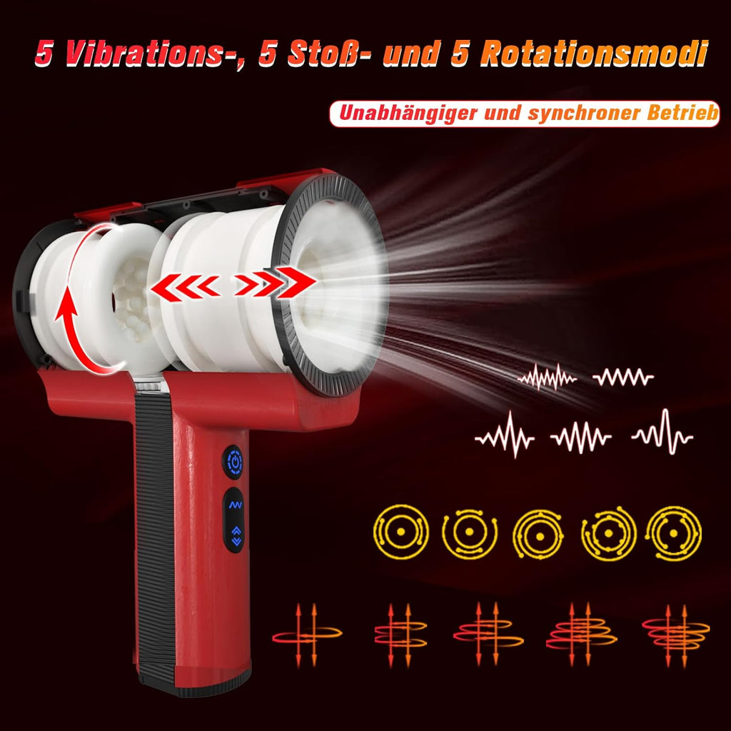 Masturbieren für Männer Elektrisch, Doppelhülle mit Stoß Rotation Vibration Sex Spielzeug für die Männer, Blowjob Taschenmuschi Sexmaschine Masturbator Realistisch