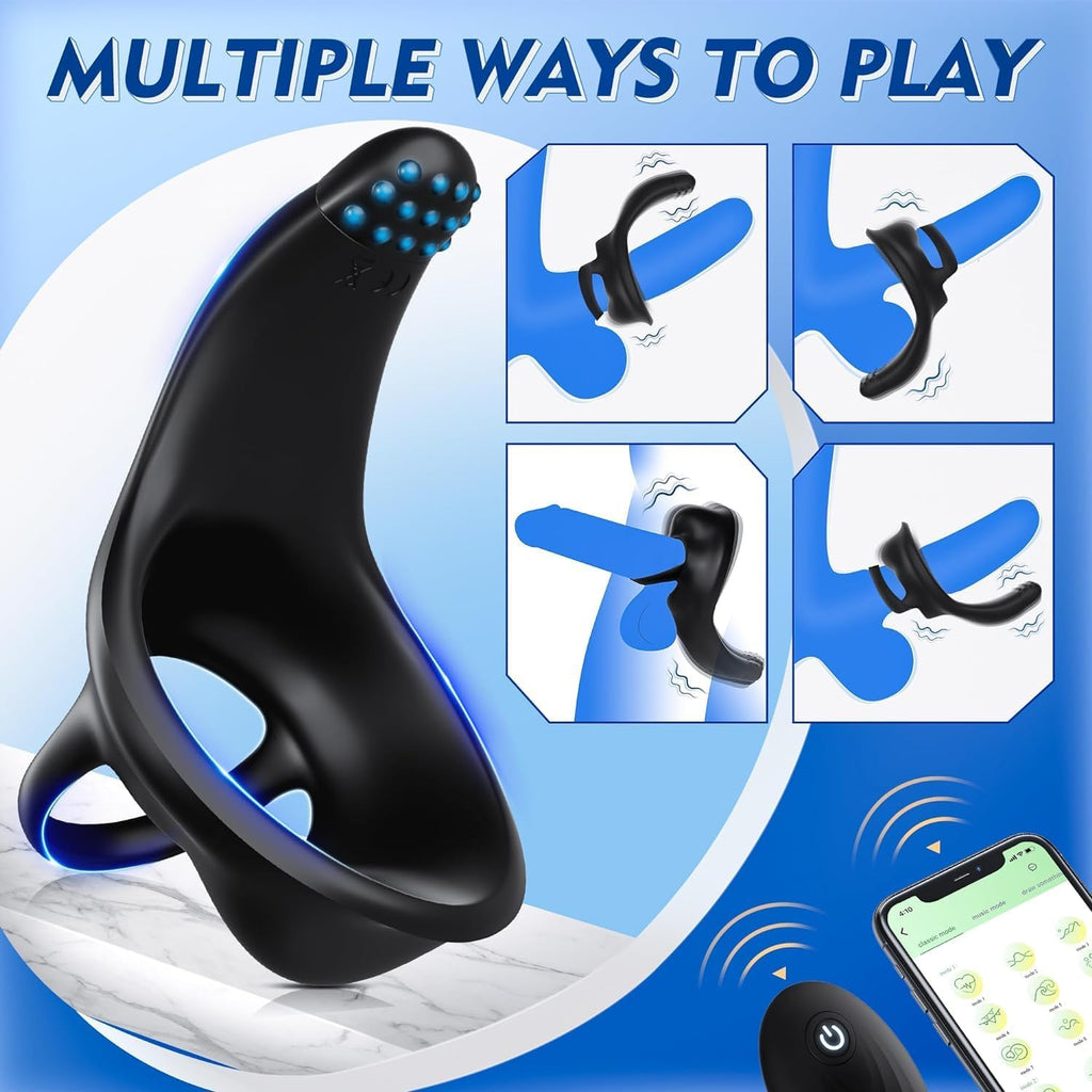 Eherson Penisring Vibrator, Penisringe Sex Spielzeug für Paare mit 9 Vibrationsmodi für Penis Hoden Perineum, Penis Ring zur Potenzsteigerung,Cockring Sex Spielzeug für die Männer Sexspielzeug