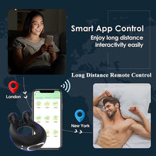 Laden Sie das Bild in den Galerie-Viewer, Vibrator mit APP-Steuerung Silikon Cockring für Penis/Hoden Stimulation, 3 IN 1 MULTIFUNKTIONALES DESIGN, 9 Vibrationsmodi, Wasserdichter Hodenringe Paarvibrator Sexspielzeug für Männer