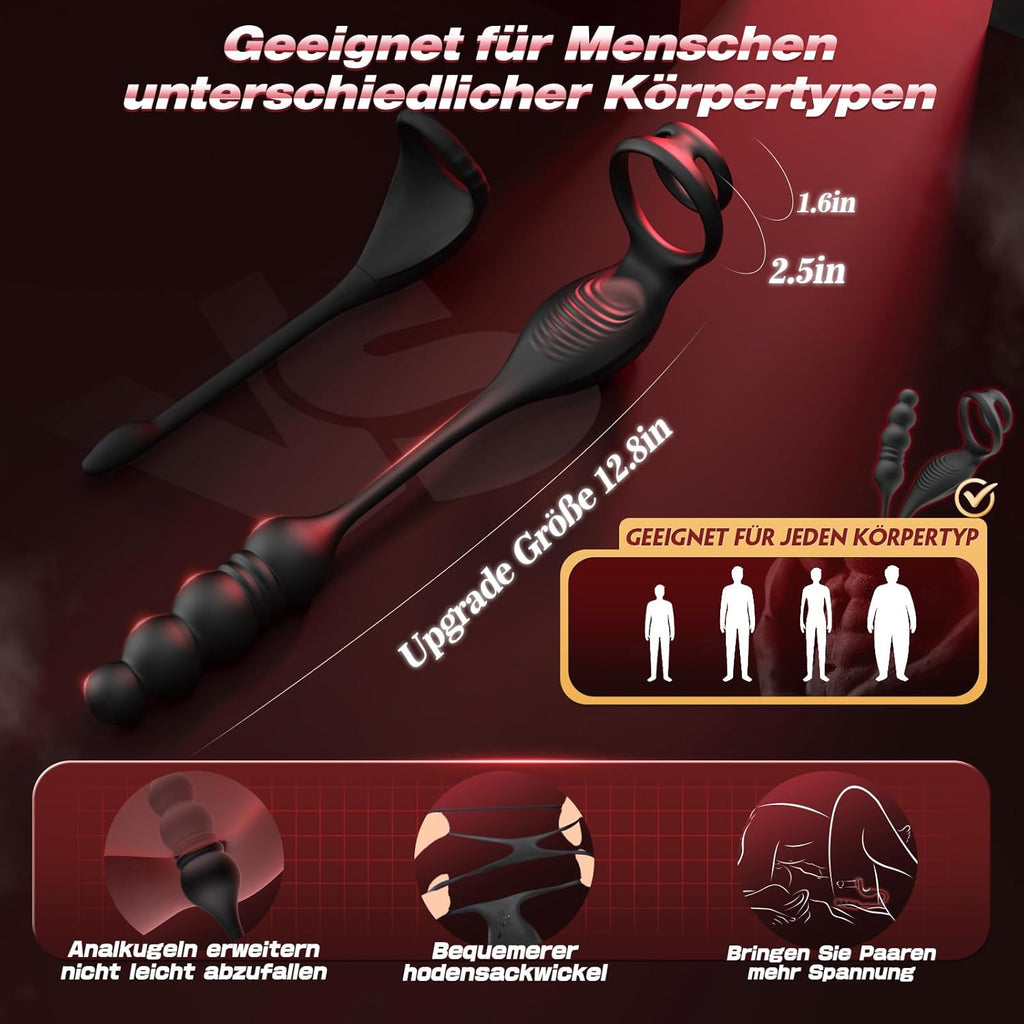 Anal Vibrator Prostata Stimulation Männer Analplug Sexspielzeug für die Männer Vibratorenset Anal plug Dildo mit Penisring Analvibratoren für Mann Buttplug mit 9 Vibration 9 Stoßmodi Sex Toys