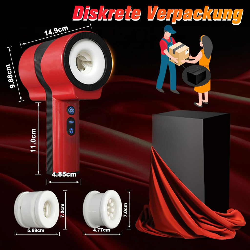 Masturbieren für Männer Elektrisch, Doppelhülle mit Stoß Rotation Vibration Sex Spielzeug für die Männer, Blowjob Taschenmuschi Sexmaschine Masturbator Realistisch