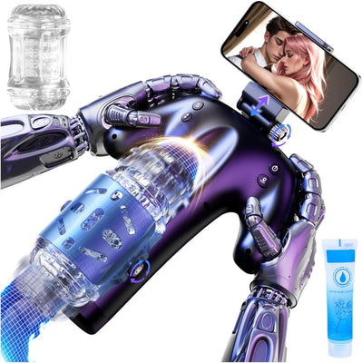 Masturbator Mann mit Handyhalter & Doppelseitigen Tasten, 5 Schubmodi, 1-10 cm Stoßweg, Masturbator Männer Sex Sexspielzeug Masturbatoren