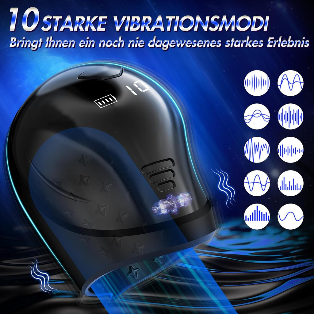 Penis Vibrator Trainer Masturbatoren Sexspielzeug-Elektrische Cup-Masturbatoren Mit LCD-Display & 10 Vibrationsmodi,360°Wrapping Glans Stimulator,sex spielzeug für die männer Vibratorensets für Männer