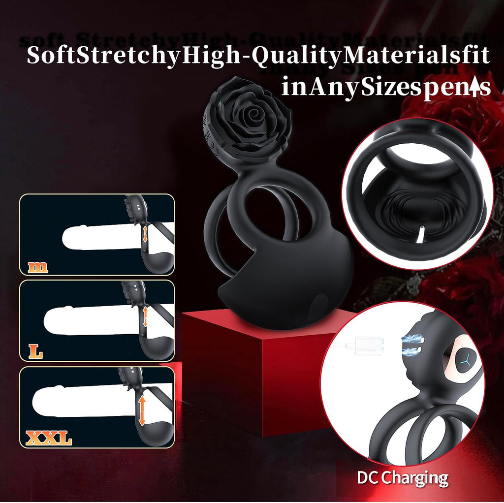 Männliche Blumenform Penisring Hoden Vibrierendes Sexspielzeug mit 10 Vibrationsmodi Penisring Vibrator Massage Penis Hoden Langanhaltende Erektion Sexspielzeug für Männer Paare