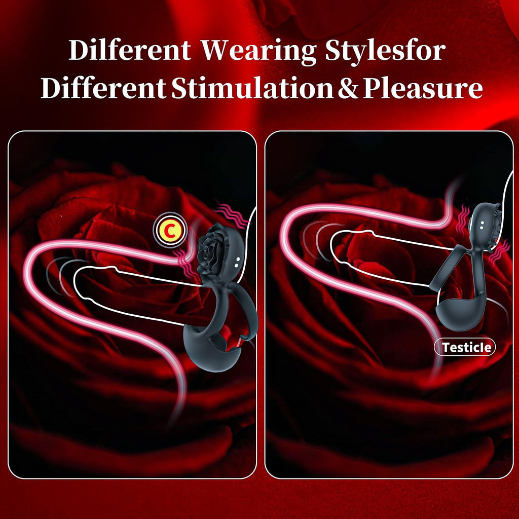 Männliche Blumenform Penisring Hoden Vibrierendes Sexspielzeug mit 10 Vibrationsmodi Penisring Vibrator Massage Penis Hoden Langanhaltende Erektion Sexspielzeug für Männer Paare