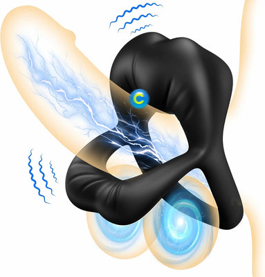 Dual Penisring Vibrator mit Klitoris Stimulator, Penisringe Sex Spielzeug für die Paare Extrem mit 9 Vibrationen, Sexspielzeug Vibratorensets für Paare Männer Cock Penis Ring Paarvibrator für Paare