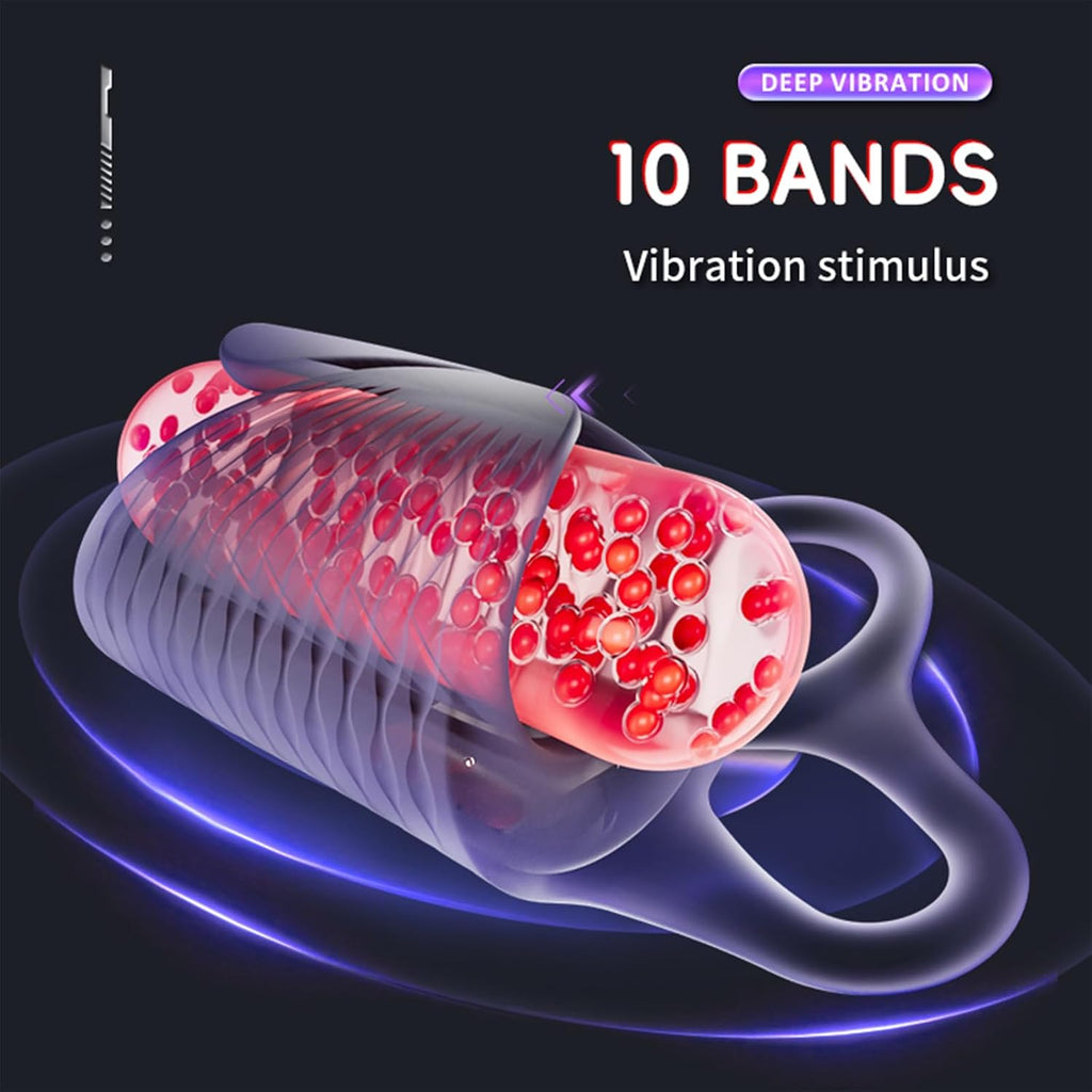 Elektrischer Masturbator Penistrainer Vibrator 10 Vibrationen Einstellbare Größe Automatische Masturbator Cup Penisring Masturbatoren Mann Männer Eichel Stimulator Silikon Sexspielzeug Männer