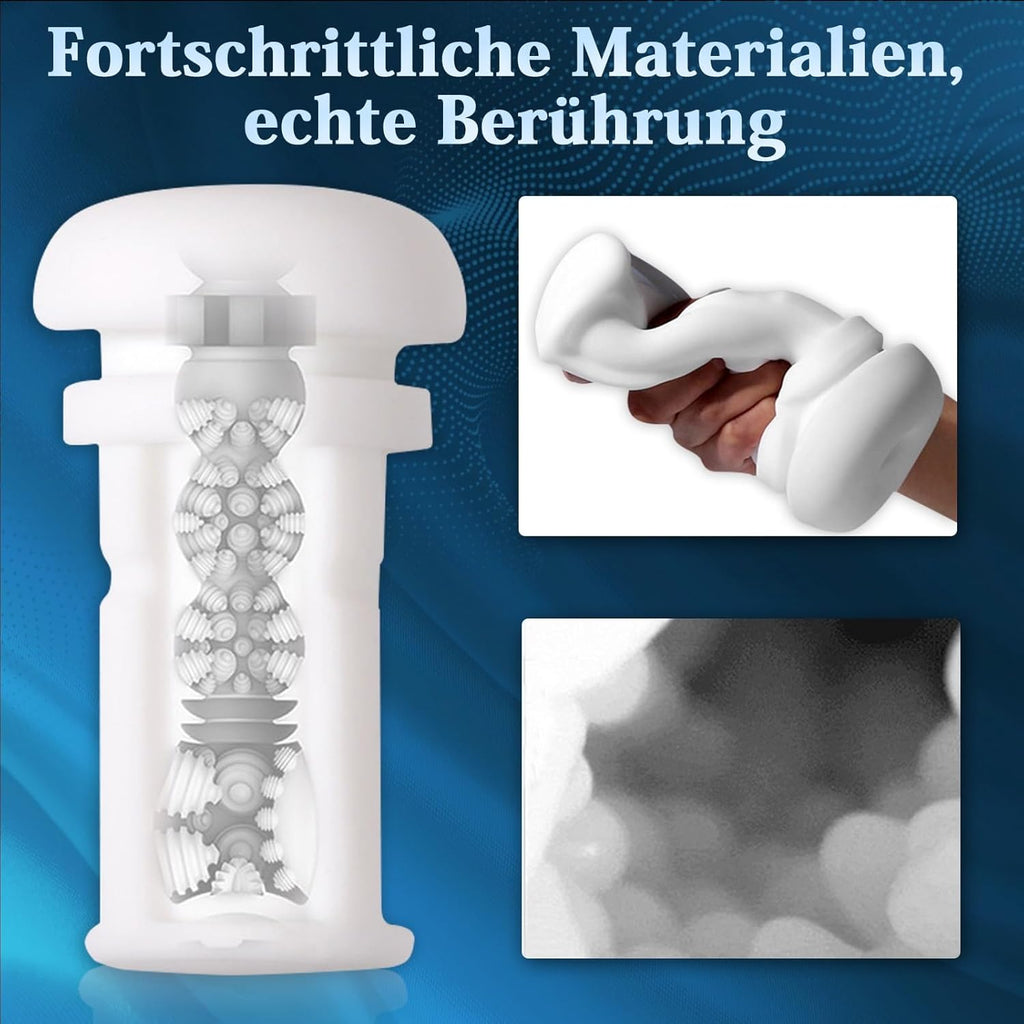 Masturbieren für Männer Elektrisch 10 Vibrationsstufen& 3 Saugstufen Masturbator Männer 42℃ Taschenmuschi Sexspielzeug Vibratorstarb Männer Elektrischer Masturbator taschenmuschi weiß