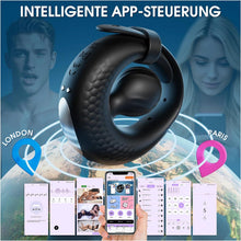 Laden Sie das Bild in den Galerie-Viewer, Verstellbarer Penisring Vibrator Sex Spielzeug für die Männer - Silikon Cockring Penis Ring Sex Toyset für Man Erektion mit 10 Vibrationsmodi, App Perlen-Hodenring Erotisches Sexspielzeug für Paare
