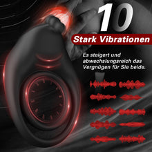 Laden Sie das Bild in den Galerie-Viewer, Dual Penisringe Vibrator, Dehnbarer Vibratorensets für Männer Sex Spielzeug mit 10 Modi Penis Stimulation G-Punkt Vibrator, Erotik Sexspielzeuge für Männer Paare, Schwarz