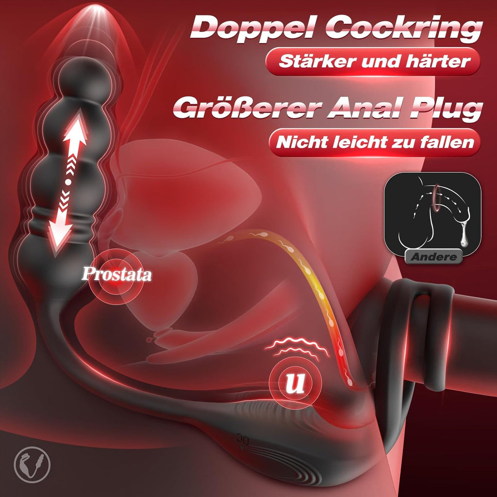 Anal Vibrator Prostata Stimulation Männer Analplug Sexspielzeug für die Männer Vibratorenset Anal plug Dildo mit Penisring Analvibratoren für Mann Buttplug mit 9 Vibration 9 Stoßmodi Sex Toys