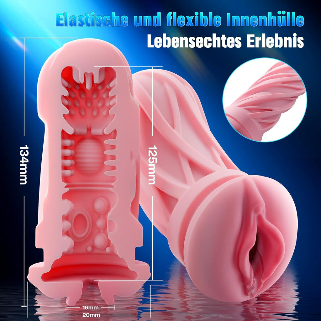 KI-Interaktion 360° Schnellheiz Masturbator Sex Spielzeug für die Männer, Masturbieren für Männer 5 Intensiver Teleskopfunktion Sexspielzeug, Realistische Masturbatoren Liner Abnehmbare Sex Toys
