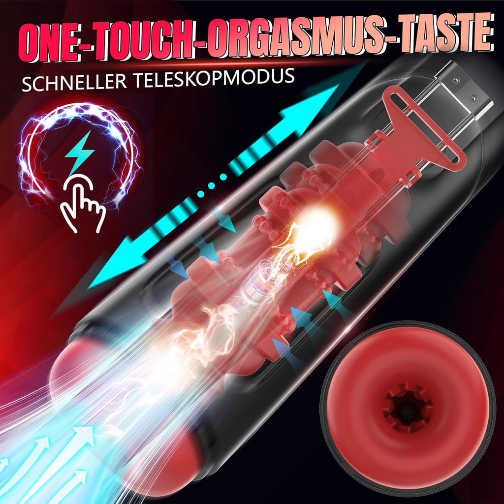 Elektrischer Masturbator Cup Masturbieren für Männer, Sex Spielzeug für die Männer mit 8 Teleskopfunktion und 8 Vibrationsmodi, Sex toys 3D Vagina Taschenmuschi, LCD Display, Masturbatoren Solo