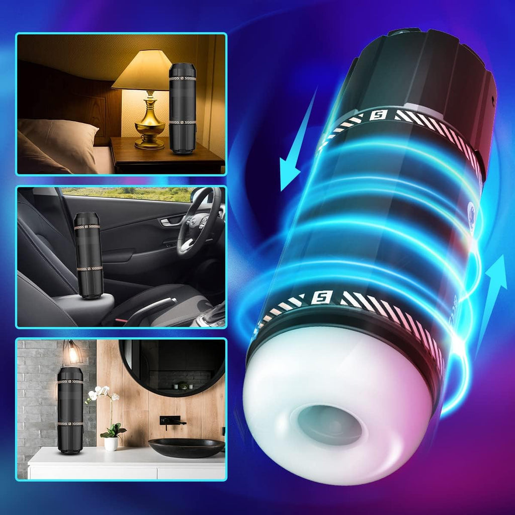 Elektrischer Masturbator Cup mit 8 Teleskop Rotierende Vibration Stoßfunktion, Sex Spielzeug für die Männer solo, Taschenmuschi Masturbieren für Männer Penis Masturbatoren, Sex Toys mit 3D Vagina