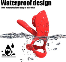 Laden Sie das Bild in den Galerie-Viewer, Buntune Vibrierender Cockring Sexspielzeug für die Männer Paare Silikon Penisring Vibratoren mit Klitoris Stimulator und 10 Vibrationsmodi Fernbedienung Paarvibrator Penis Ring