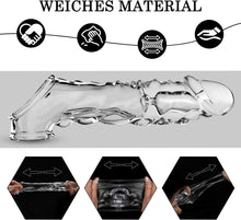 Laden Sie das Bild in den Galerie-Viewer, Penishülle mit Vibrator für 9 CM Penisverlängerung,Penis Sleeve erotisches Sexspielzeug für die Männer Penis Hülle Penismanschetten Sex Toyset Herren (Transparent)