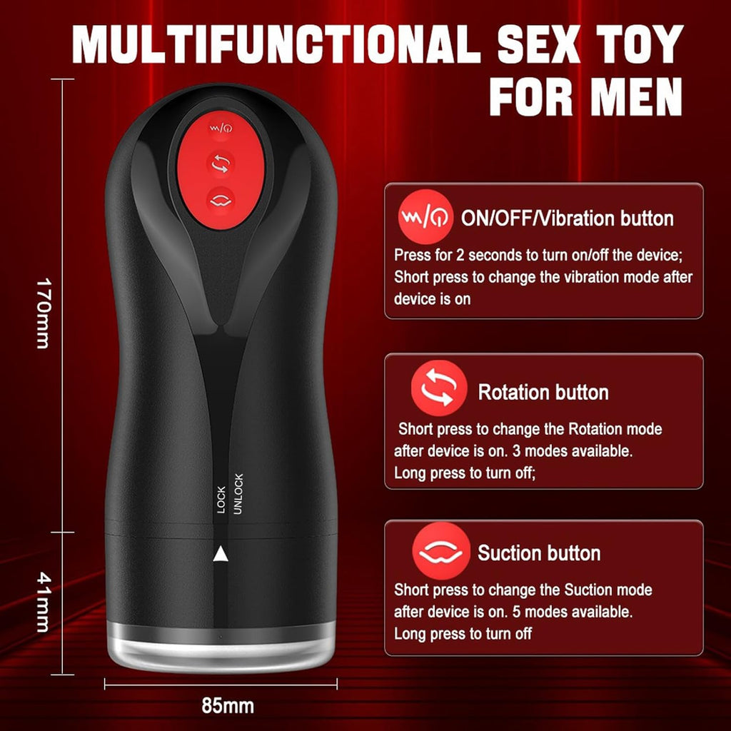 Electric Masturbator Cup,Masturbating for Men with 10 Vibrations,5Suction Modes, Masturbating for Men, Masturbating for Men Solo Pocket Pussy Masturbators, Trainer, Sex Toy for Couples