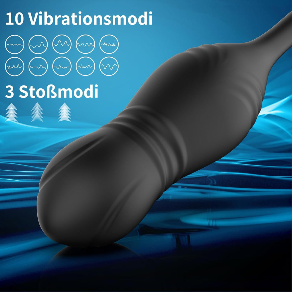 Analvibrator Prostata Stimulation Vibration Männer, Anal Plug Vibrator Mit Penisring, Anal Dildo Analvibratoren Mit Stoßfunktion, Herren Anal Toy Sex Spielzeug für Mann