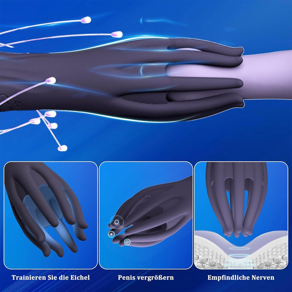 Elektrische Eichelvibrator,Penis-Vibrator im Griffdesign Mit 10 Vibrationsmodi Penistrainer Massagegerät,Elektrische Masturbator Cup Multiple Reize Sexspielzeug für Mann Silikon Männerpokal