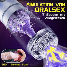 Laden Sie das Bild in den Galerie-Viewer, Elektrischer Masturbator Masturbieren für Männer 7 Teleskop &amp; Rotation &amp; Vibration &amp; Saugen Sexspielzeug für die Männer Zungenlecken Blowjob Taschenmuschi Masturbatoren Penis Massage