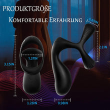 Laden Sie das Bild in den Galerie-Viewer, 3 in 1 Silikon Cockring Vibratoren-Anal und Perineum Klitoris Stimulator mit 10 Modi Vibration,Dehnbar Penisringe Erektion Massager,Sexspielzeug für Männer und Paare Extrem Schwarz