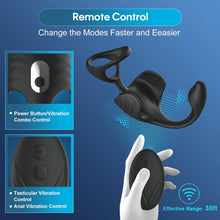 Laden Sie das Bild in den Galerie-Viewer, 4 in 1 Analvibrator mit APP Fernbedienung und Drahtlose Fernbedienung 9 Vibrationsmodi und 6 Unterhaltungsmodi Analplug Doppelter Penisring Analplug-Massage Hodenmassage geeignet für Paare