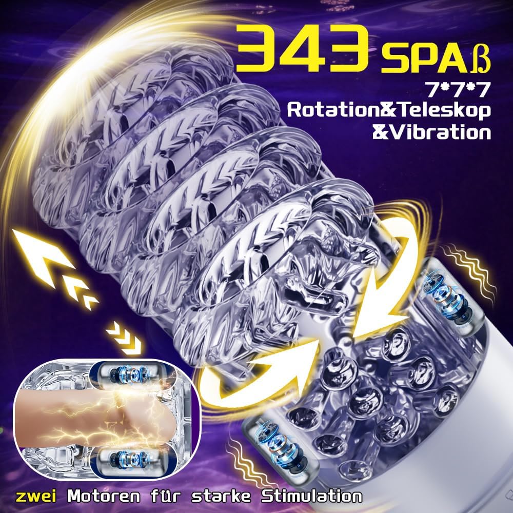 Elektrischer Masturbator Masturbieren für Männer 7 Teleskop & Rotation & Vibration & Saugen Sexspielzeug für die Männer Zungenlecken Blowjob Taschenmuschi Masturbatoren Penis Massage