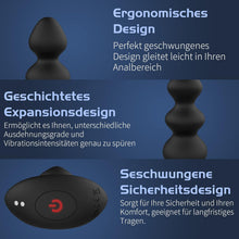 Laden Sie das Bild in den Galerie-Viewer, Wakelust Analplug Anfänger Analvibratoren 16 Vibrationsmodus Mit Fernbedienung und 5 Anders Größen Analkugeln, Sexspielzeug Für Paare Frauen Männer Buttplug G-Punkt Prostata Stimulator Massagegerät
