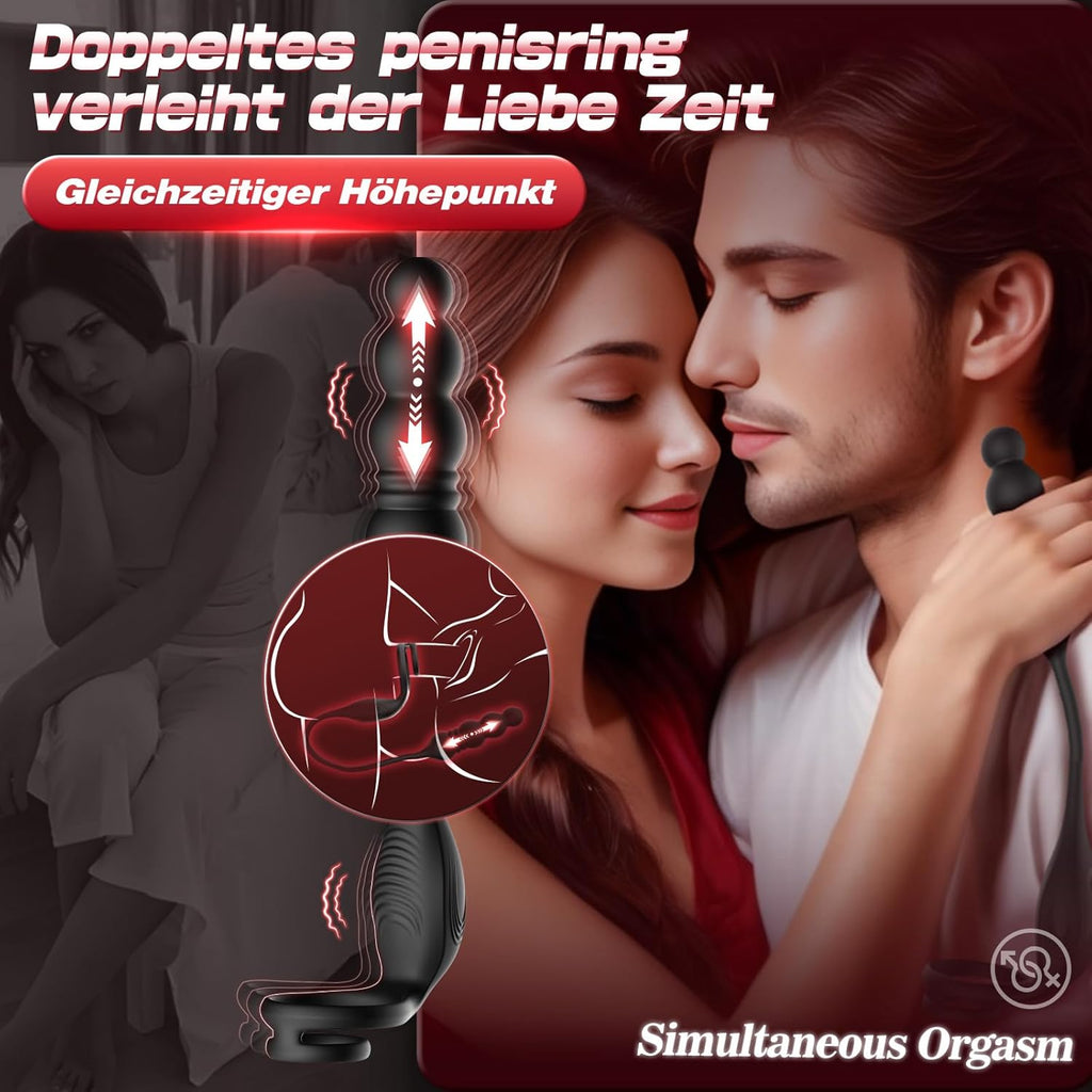 Anal Vibrator Prostata Stimulation Männer Analplug Sexspielzeug für die Männer Vibratorenset Anal plug Dildo mit Penisring Analvibratoren für Mann Buttplug mit 9 Vibration 9 Stoßmodi Sex Toys