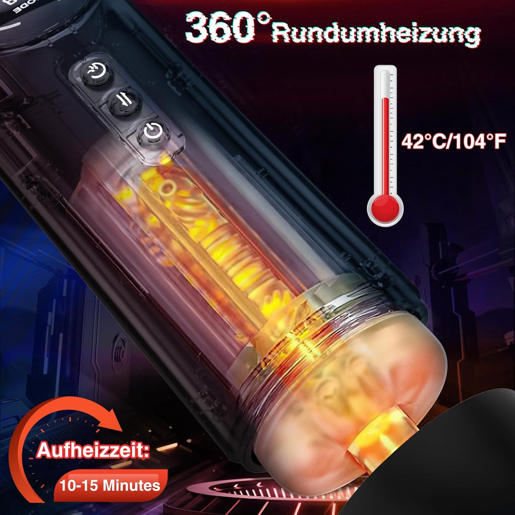 Masturbator Sex Spielzeug für die Männer solo, Masturbieren elektrisch mit Heizung 10 Vibrations-, 4 Saug- und 4 Schubmodi, Mann Penis Pumpe Pussy Sexspielzeug Blowjob Taschenmuschi Groß Masturbatoren
