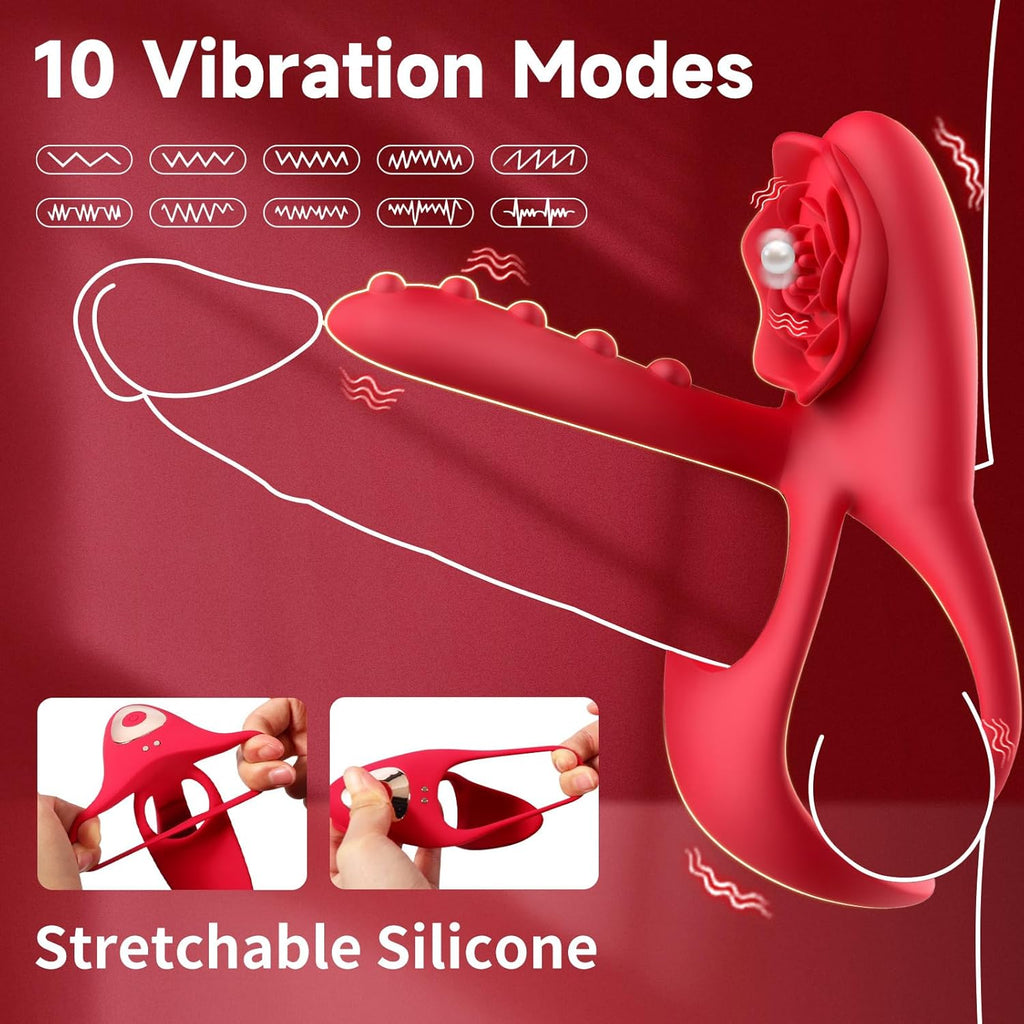 3 in1 Penisring Extrem Sexspielzeug für Paare Penis Vibrator mit 10 Vibrationsmodi für Frau Klitoris Stimulator Cockring Sexspielzeug für Männer längere Erektion Perineum Massage Penisringe
