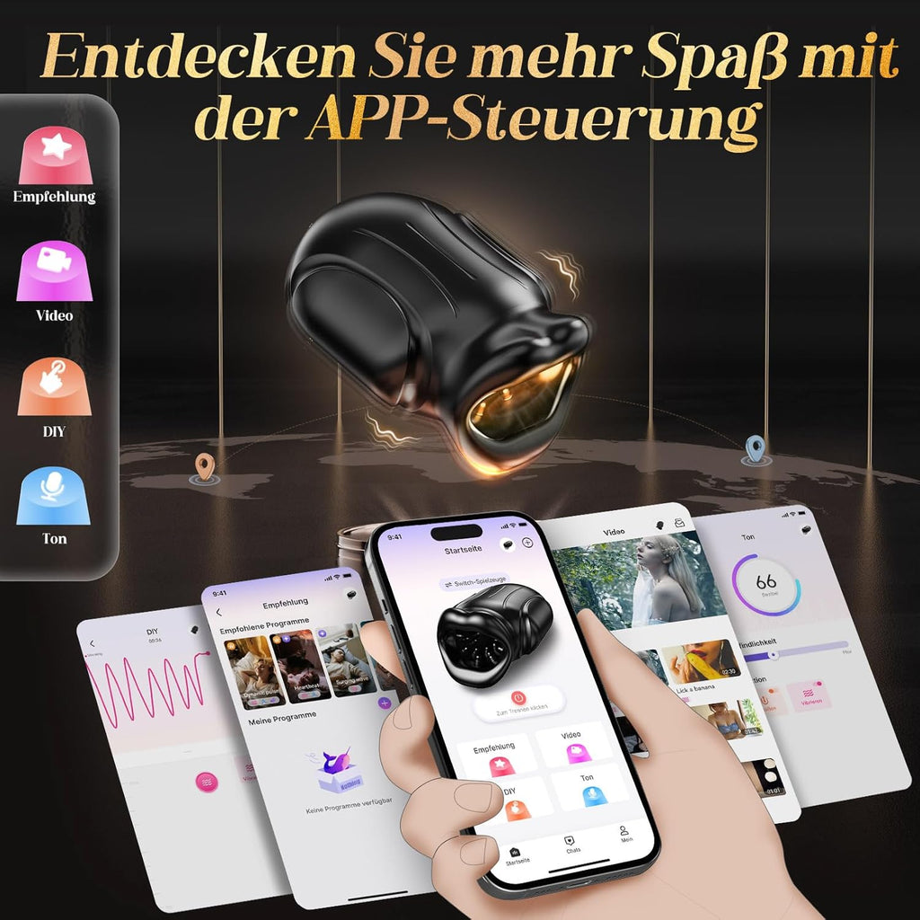 4-in-1 Mouth-shaped Masturbating for Men, Soft Masturbator Oral Sex Glans Stimulator, Electric Sex Toy for Men, Solo Quiet Pocket Pussy Vibrator with 10 Vibrations & App