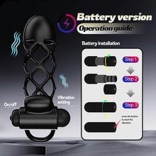 Laden Sie das Bild in den Galerie-Viewer, Penishülle Penisring Vibrator mit 10 Vibrationsmodi für Penis Klitoris G-Punkt, Silikon Penis Sleeve Cockring, Penismanschetten für Penisverlängerung Sex Spielzeug für die Männer Paare