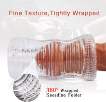 Laden Sie das Bild in den Galerie-Viewer, Masturbieren Mann, Manuelle Masturbator Cup Sex Spielzeug für die Männer mit 3D Realistische Vagina Oralsex, Mini Tragbar Kristall Penis Trainingsgerät Masturbation Taschenmuschi für Männer