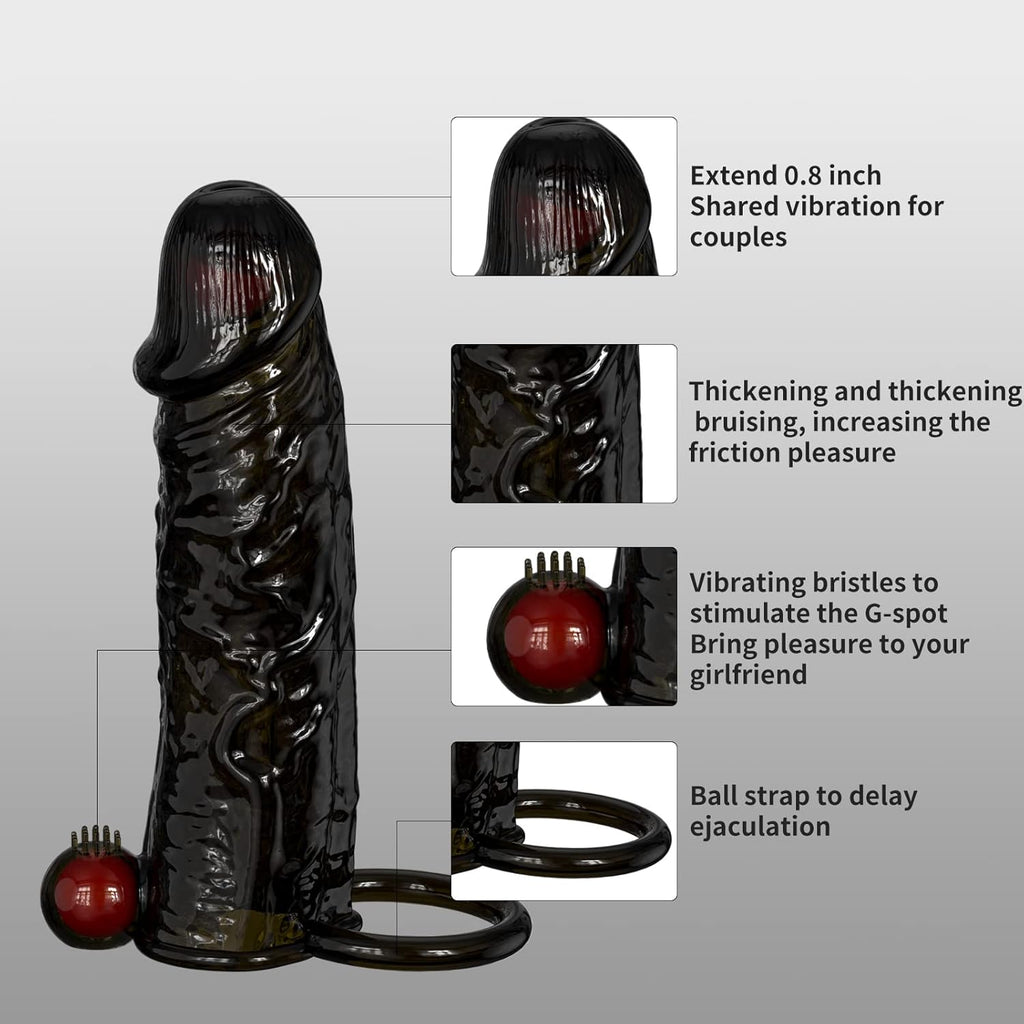 Penismanschetten Hahn Hülse mit 10 Vibrationsmodi, Sexspielzeug für Männer Extrem Schwarze Penishülle mit Fernbedienung für Penisvergrößerung und Zeit verlängern, Penis Sleeve Erbessern Ausdauer