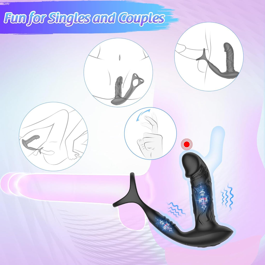 Prostata Stimulation Männer mit 9 Vibrationsmodi und Wiggle-Modus, Analvibratoren für Mann Anal Dildo Vibrator, Prostata Vibrator Analplug für Männer