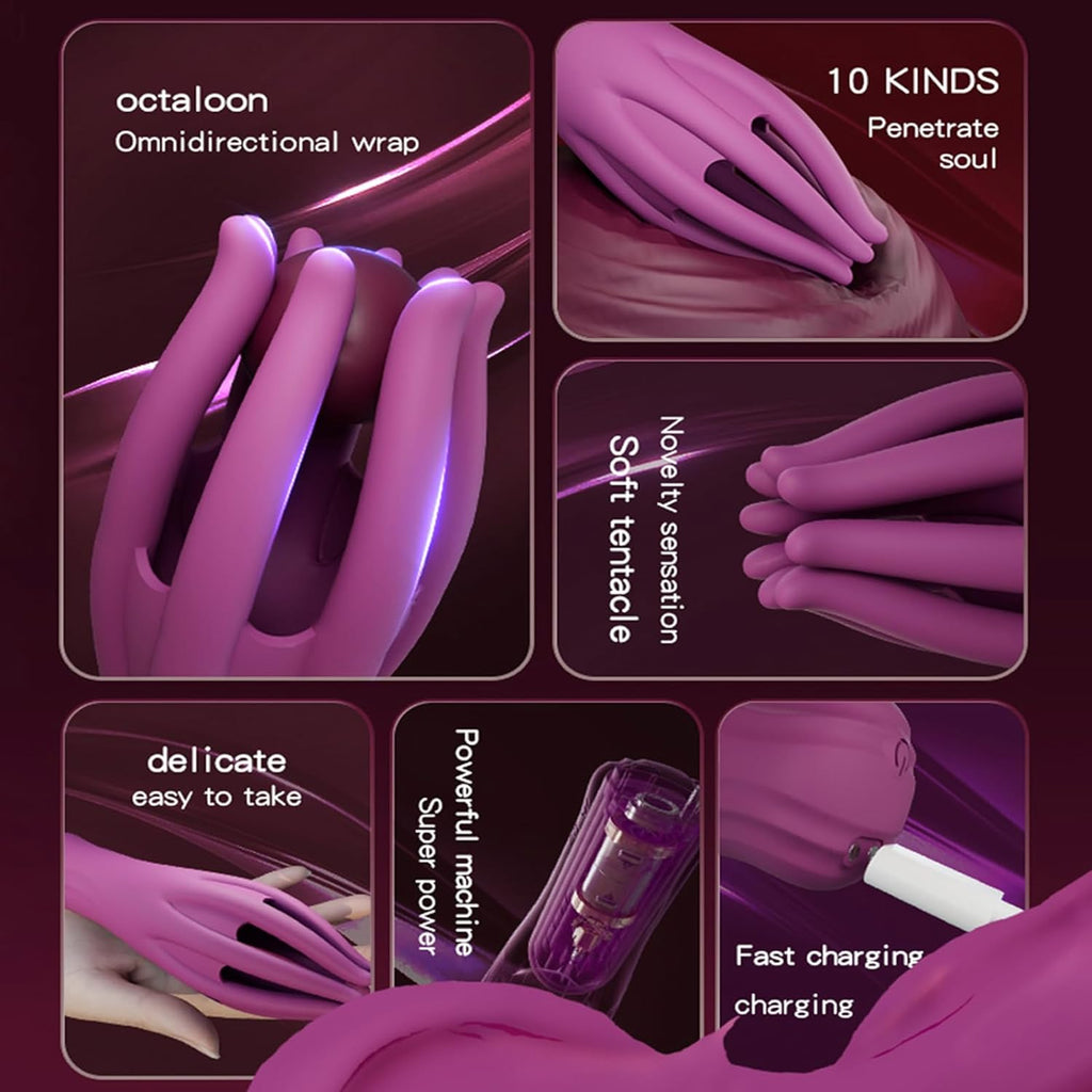 Elektrische Eichelvibrator,Penis-Vibrator im Griffdesign Mit 10 Vibrationsmodi Penistrainer Massagegerät,Elektrische Masturbator Cup Multiple Reize Sexspielzeug für Mann Silikon Männerpokal