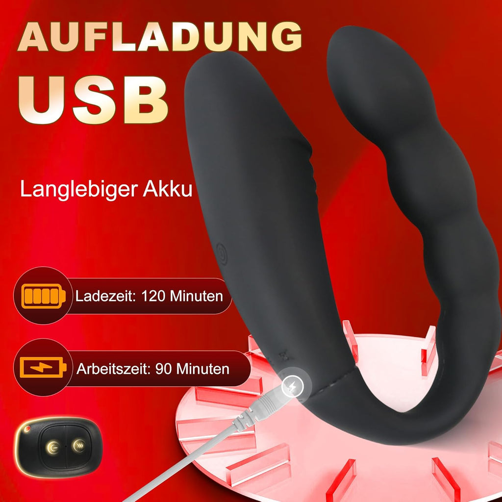 Doppeldildos Dildo Anal Vibrator Klitorisstimulator G-punkt Vagina Klitoris Anal Massage Drahtlose Steuerung Dildo Doppel Headed Vibratoren U-förmigen Sex spielzeug für für Frauen Lesben, Paar