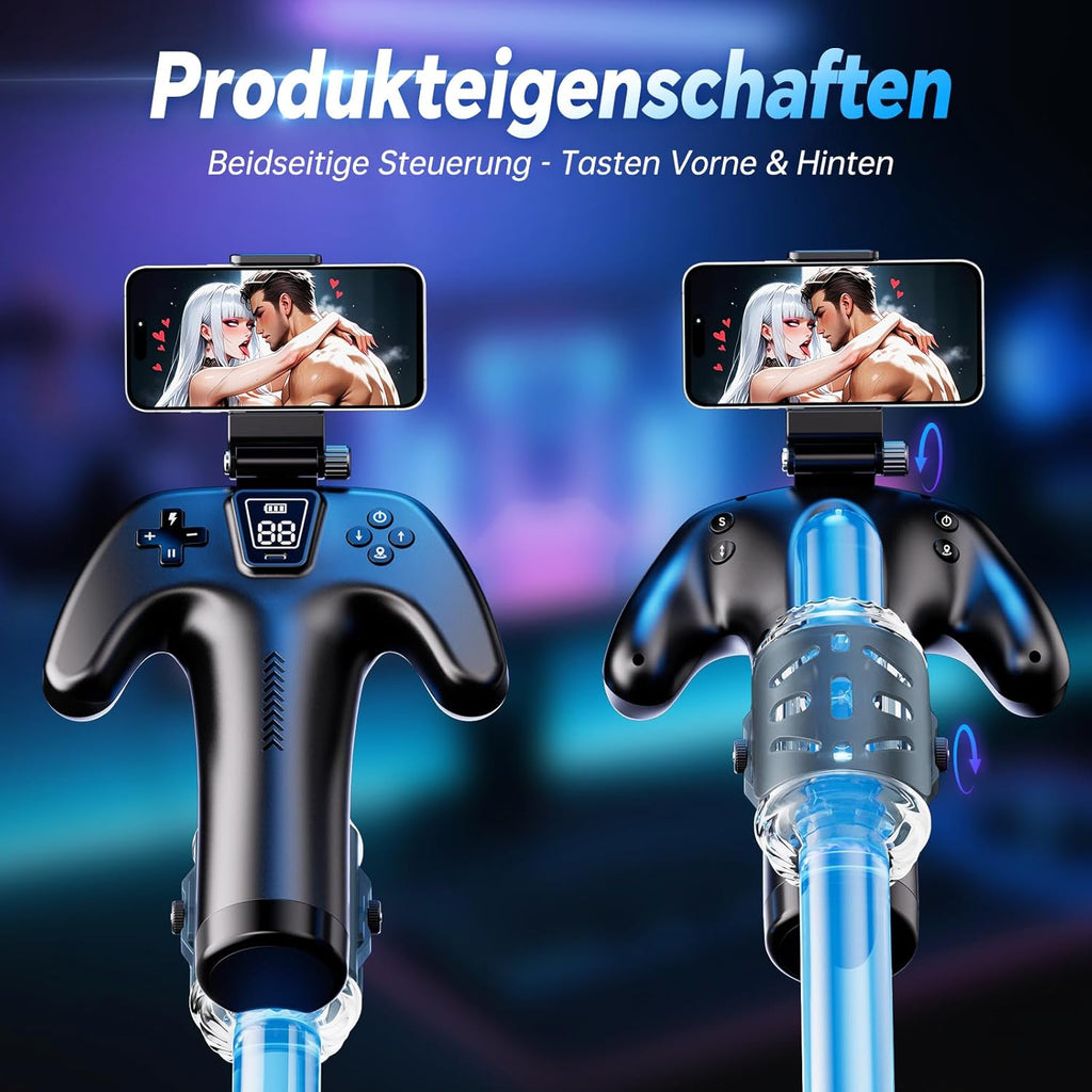 Masturbator Mann mit Handyhalter & Doppelseitigen Tasten, 5 Schubmodi, 1-10 cm Stoßweg, Masturbator Männer Sex Sexspielzeug Masturbatoren