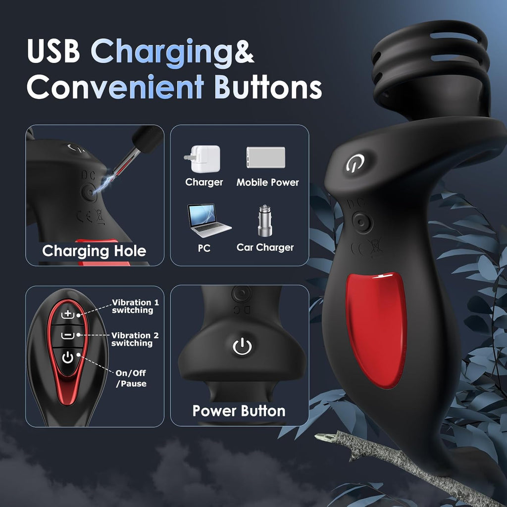 Vibrating Cock Ring Anal Plug - Sex Toys for Men Adult Toy Penis Ring with 11 Vibrators Modes, Vibrating Butt Plug Prostate Massager Male Sex Toy, Remote Control Vibrator Prostate Toy Lesbian Sex Toys