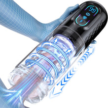 Laden Sie das Bild in den Galerie-Viewer, Elektrische Masturbabtor Cup Sexspielzeug für Männer mit 9 Modi Teleskopfunktion und Rotierender Massagefunktion 3D Kanal Pussy Taschenmuschi Penis Masturbieren für Männer