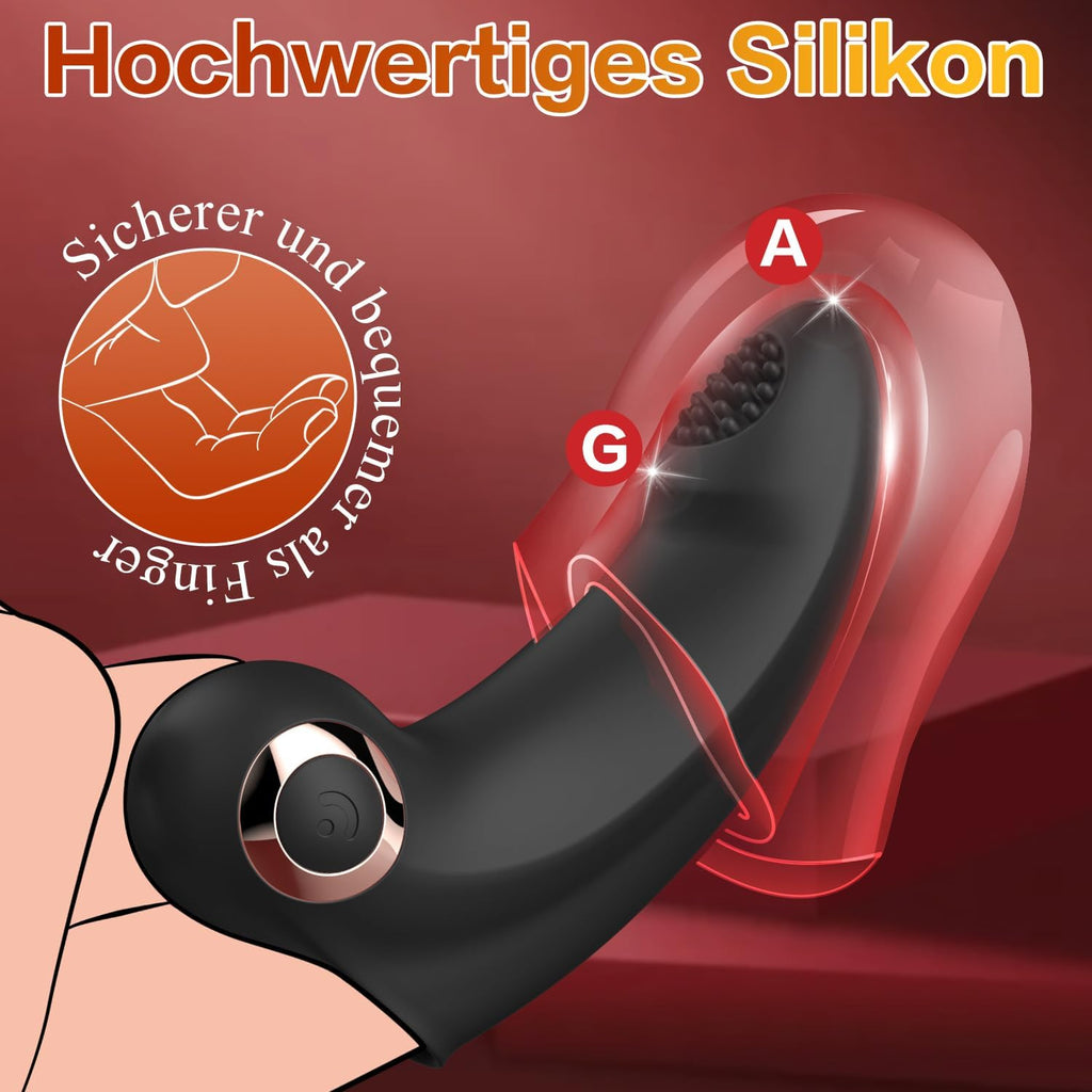 Fingervibrator für Sie Klitoris und G-Punkt mit 10 Vibrationsmodi, Erotik Sex Toy Tragbare Nippel Stimulator Fingerhülle mit Silikon Textur Bürste Sexspielzeug für Paare Frauen