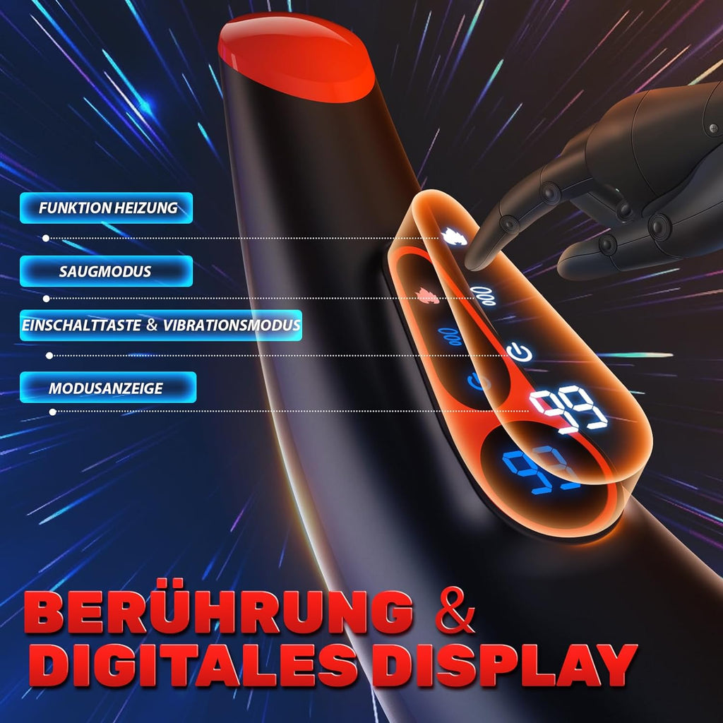 Masturbieren für Männer, Sex Spielzeug für die Männer mit 9 Saugmodus und Vibrationsmodi, Elektrischer Masturbator Cup 3D Realistische Vagina Heizung, LCD Display Taschenmuschi Blowjob Penis Vibrator