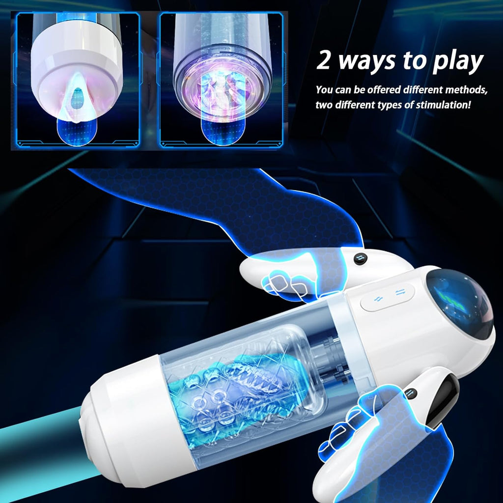 Elektrischer Masturbator Cup,Taschenmuschi Vibrationen mit 2 Griffe & 7 Teleskopmodi & Rotationsmodi,Masturbieren für Männer Elektrisch Masturbatoren 3D Vagina Pussy,Sex Spielzeug für die Männer