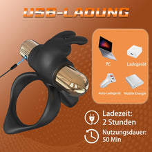 Laden Sie das Bild in den Galerie-Viewer, 3 in1 Penisring Vibrator - Dual Penis Ring mit 10 Vibrationsmodi Erotik Sex Spielzeug für Paare Penis Massagegerät für Langwährende Erektion Cockring Masturbator Spielzeug für die Männer Extrem