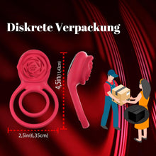 Laden Sie das Bild in den Galerie-Viewer, Penisring Vibrator mit Rose Klitoris Stimulator, Penis Ring Vibratoren Sex Spielzeug für Männer Paare Frauen, 9 Vibrations Cockring Erotisches Sexspielzeug Mann Paar Frau Extrem