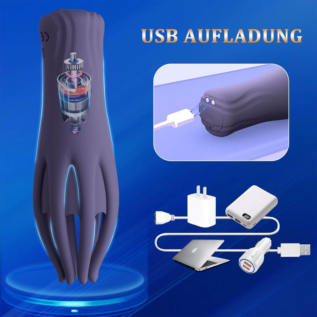 Elektrische Eichelvibrator,Penis-Vibrator im Griffdesign Mit 10 Vibrationsmodi Penistrainer Massagegerät,Elektrische Masturbator Cup Multiple Reize Sexspielzeug für Mann Silikon Männerpokal