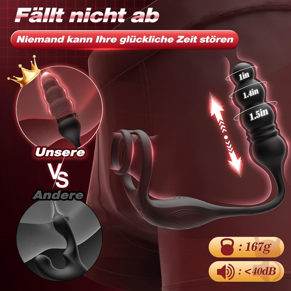 Anal Vibrator Prostata Stimulation Männer Analplug Sexspielzeug für die Männer Vibratorenset Anal plug Dildo mit Penisring Analvibratoren für Mann Buttplug mit 9 Vibration 9 Stoßmodi Sex Toys