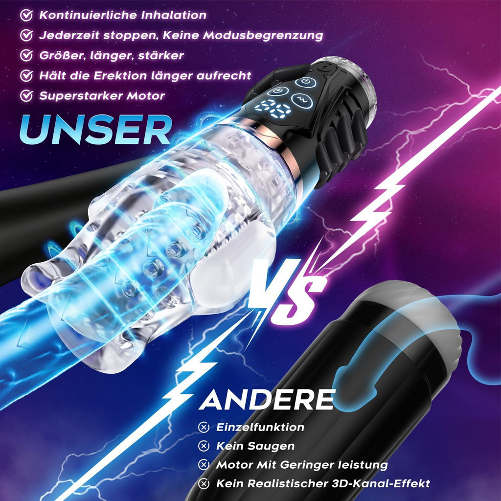 Hochfrequenz Elektrischer Masturbator Cup, 9 Vibration mit 9 Saugmodi, Sex Spielzeug für die Männer, Masturbieren für Männer solo Taschenmuschi Blowjob Penis Masturbatoren mit Vagina Pussy, Sex Toy